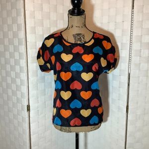 heart print blouse size small